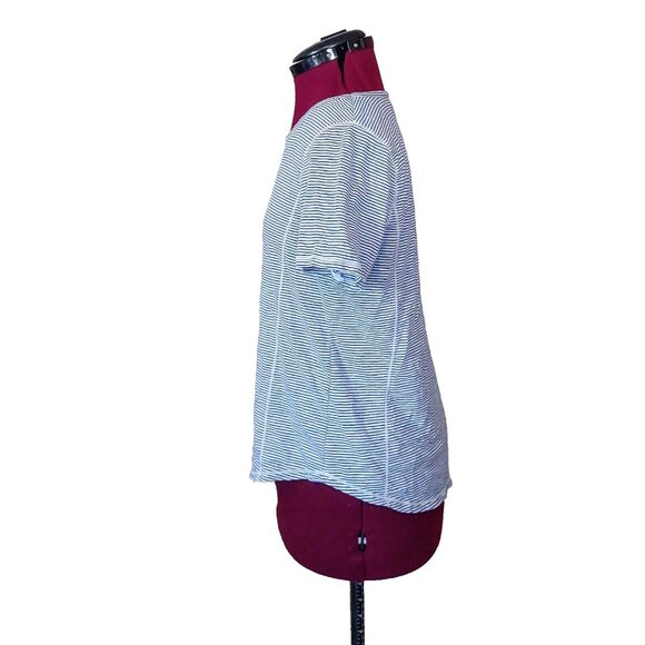 TALBOTS Top Blue White Women Size Small Knit Short Sleeves - Picture 4 of 6